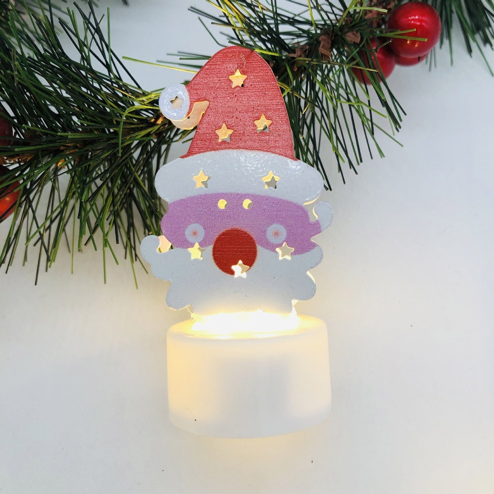 Electronic LED Christmas Candle Lamps - Set of 10 – Adorable Santa, Snowman & Tree Night Lights for Festive Home, Party, & Garden Décor