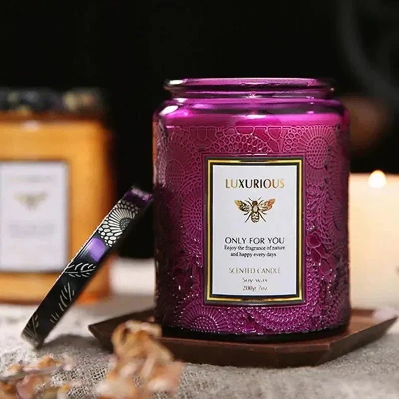 Scented candle glass with essential oils