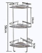 3 Tier Aluminum Bathroom Corner Shelf – Silver