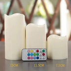 LED Candles - 3 pieces - 7.5/11.5/15 cm - with remote control - with color change