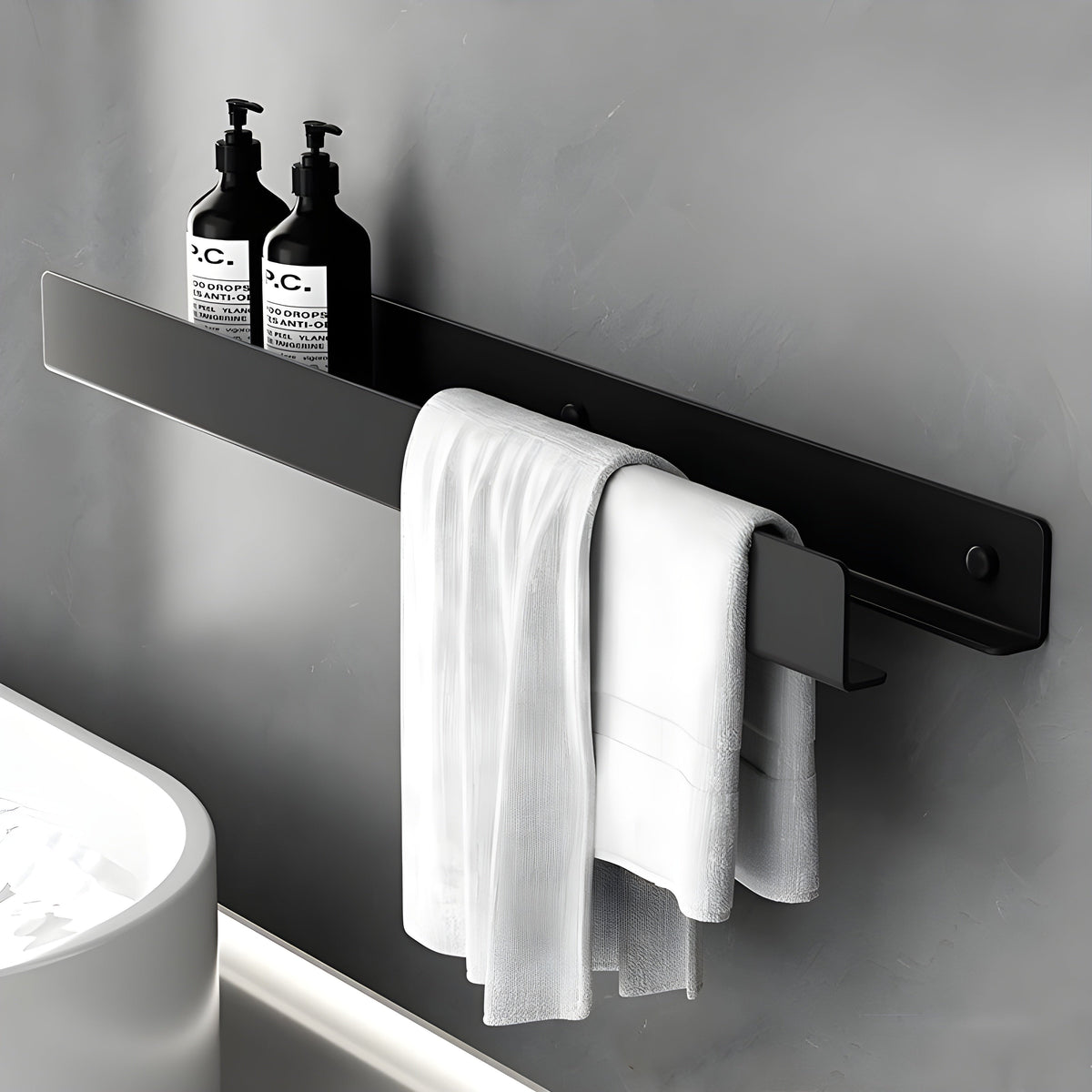 Merociack Bathroom Shelf – Modern Design with Towel Bar | Practical Storage for the Bathroom