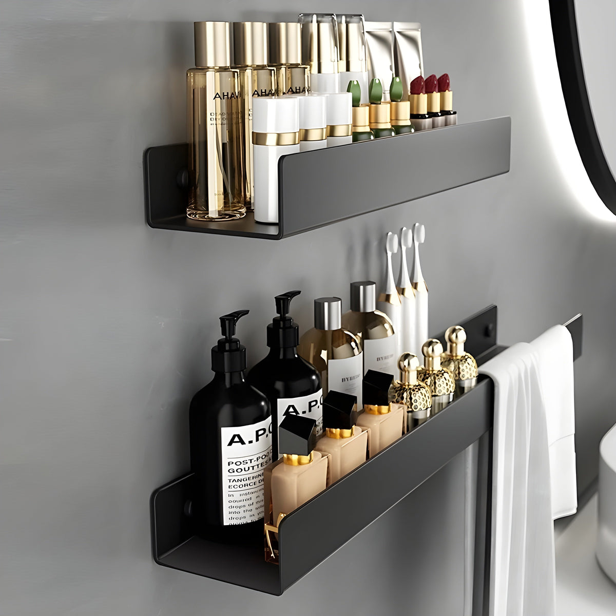 Merociack Bathroom Shelf – Modern Design with Towel Bar | Practical Storage for the Bathroom