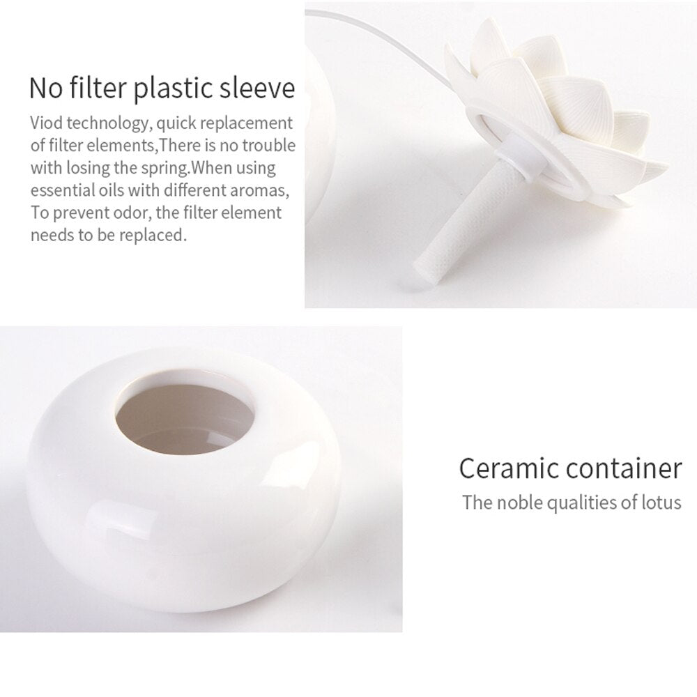 Lotiscent | Ceramic Lotus Aroma Humidifier – Ultrasonic Essential Oil Diffuser for Relaxation & Wellness