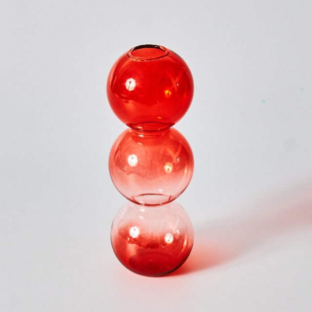 Cherry Red Glass Stick Candle Holder & Vases