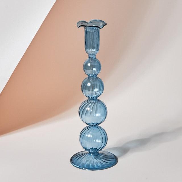 GlowCharm Pastel Glass Candle Holder | Decorative Candle Stands | Elegant Table Decor