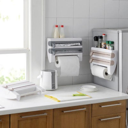 3-in-1 Triple Paper­ Dispenser Kitchen Roll Holder Mount