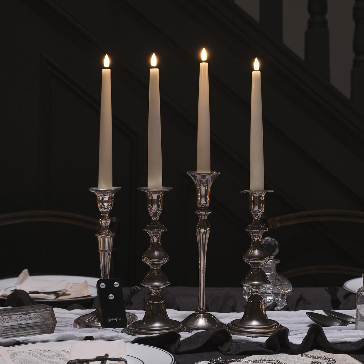 LED Wax Flickering Taper Candle Set
