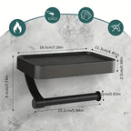 RVSPlank | Drill-Free Toilet Paper Holder with Storage Shelf Made of Stainless Steel