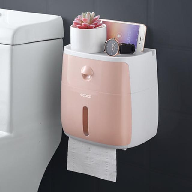 Toilet paper holder wall mounted paper shelf storage box toilet tissue dispenser