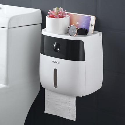 Toilet paper holder wall mounted paper shelf storage box toilet tissue dispenser